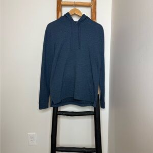 Vince Heathered Blue Double Knit Hooded Sweatshirt
